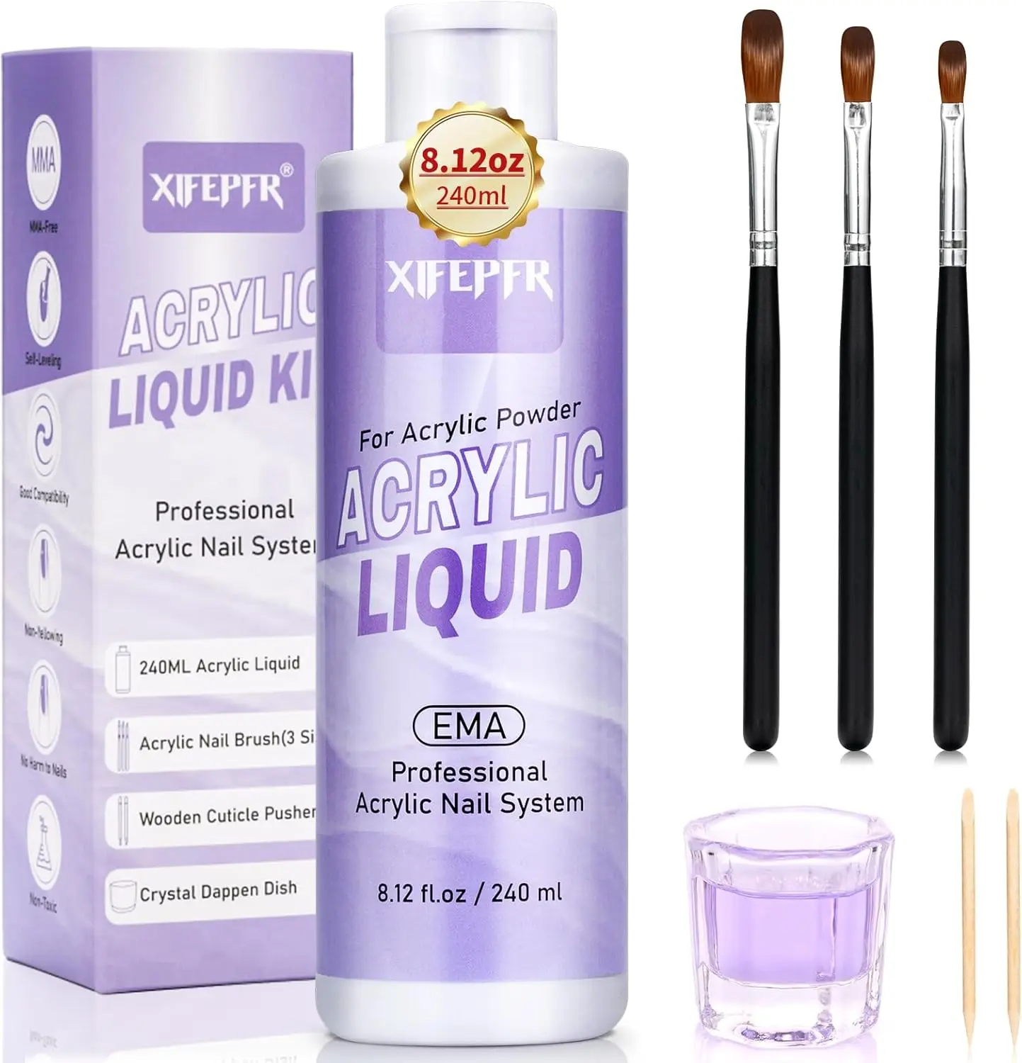 Acrylic Nail Liquid Kit -Liquid for Nail Extensions & DIY Nail Art and Manicure at Home-XIFEPR