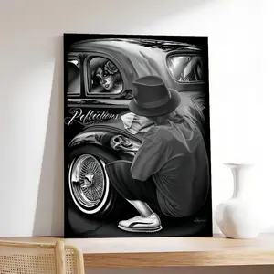 DGA Day of The Dead Lowrider Classic Skull Reflections Waterproof Artistic Print - Home Decor Products, Modern Wall Art, Bedroom Decor for Living Room & Kitchen
