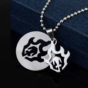 Bleach Ichigo Kurosaki Flame Detachable Necklace, Hollow Fire Pendant, Anime Cosplay Jewelry for Bleach Fans