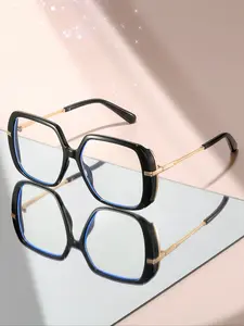 Unisex Oversized Square Glasses, Frame, Casual Style, Ditsy Floral Pattern, Plastic Material, All Seasons Wear, Stylish Square Frames, Square Frame Eyewear