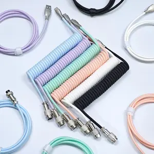 Mechanical Keyboard Coiled Cable Wire, 2pcs/set Type C USB Port Pilot Coiling Cable, Desktop Computer Gaming Keyboard Accessories, USB-A to USB-C Data Cable, USB C Cables