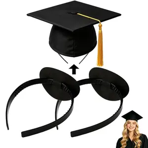 Graduation Cap Headband Insert- Black Firm Anti-fall Hair Band,Graduation Hat Headband Holder for Secure Grad Cap And Hairstyle,Hat Accessories for Graduates,Students,Girls