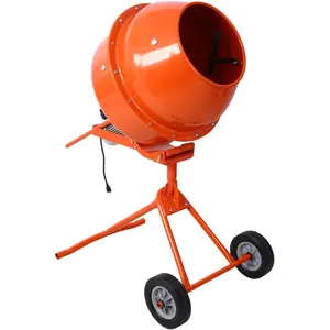 370W Portable Electric Concrete Mixer Cement Mixing Barrow Machine Mixing Mortar Handle with Wheel (4.6 cu/ft.) Tool Power