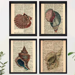 Seashell Dictionary Print, Seashell Wall Art, Seashell Art Print, Seashell Decor, Seashell Art, Seashell Print, Seashell Decoration