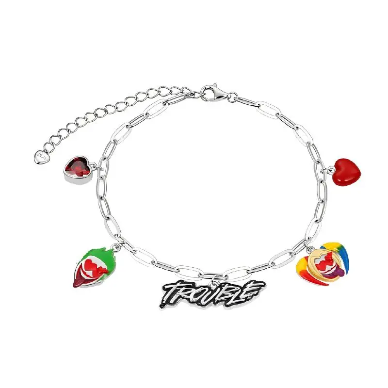 The Suicide Squad x Gnoce Harley Quinn & The Joker Trouble Heart Chain Bracelet Gift for DC Fans