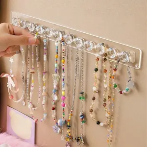 Acrylic Jewelry Storage Rack, Necklace Bracelet Earring Wall Mount Holder, Hanging Display Stand, Space-Saving Organizer