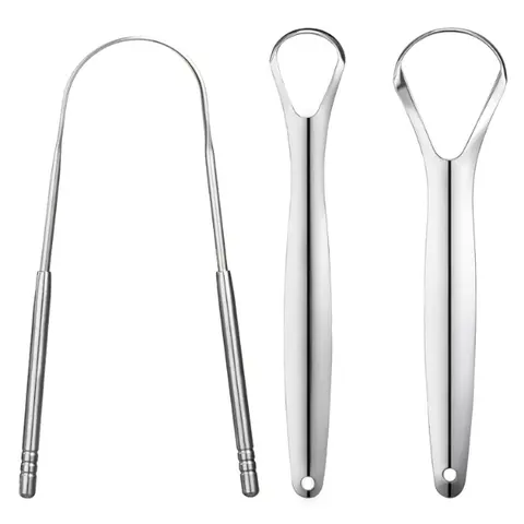 3 PCS Metal Tongue Scraper, Tongue Scrapers for Adults, Stainless Steel Tounge Scrappers, Tounge Scraper, Portable Tongue Scrappers Oral