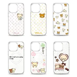 Cute Y2K Rilakkuma Bright Polka Dots INS Magsafe Phone Cases For iPhone 17 16 15 14 13 12 11 Promax Pro Air Plus Wireless Charging Transparent Shockproof Cover Protection Gifts For Christmas Halloween Birthday