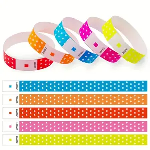 100/500pcs Fluorescent Paper Wristbands with 6-Digit Serial Numbers - Assorted Colors & Patterns for Concerts Christmas Party Favor Gifts