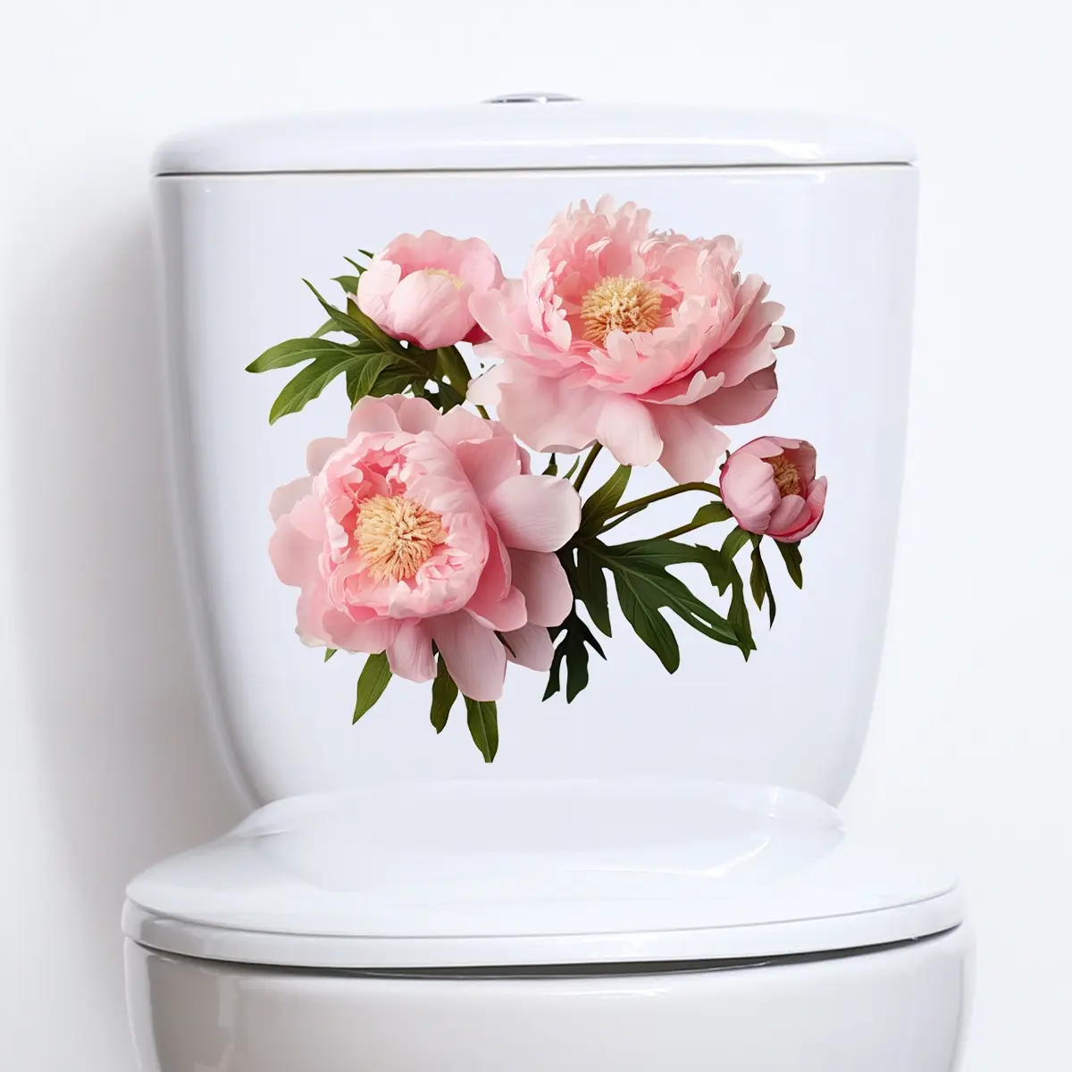 A (30*30cm) simulated pink floral plant spring toilet sticker for bathroom decoration and beautification, self-adhesive M10158, Bathroom Decoration Supplies