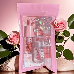 Colored Lip Jelly Gift Set 3pcs, Transparent Grape Temperature Change Glossy Lip Oil, Lip Oil Shimmer, Fruit Flavor Glitter Lip Jelly, Moisturizing Lip Care, Lip Moisturizer Gloss, Mother's Day Gift