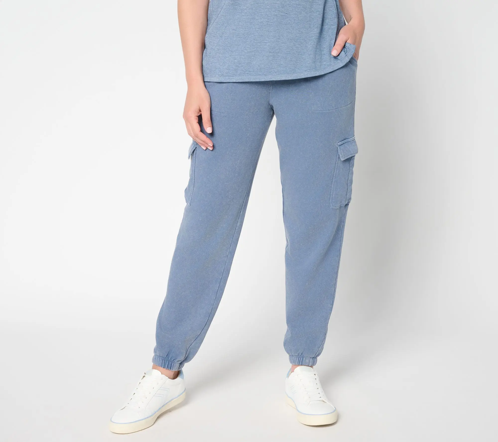 AnyBody Petite Washed French Terry Cargo Jogger Pant AnyBody Petite Washed French Terry Cargo Jogger Pant