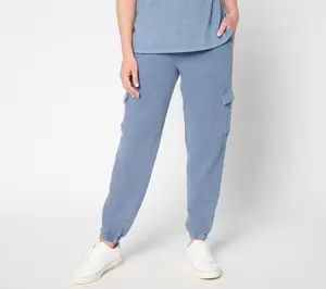 AnyBody Regular Washed French Terry Cargo Jogger Pant