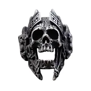 GTHIC Ares Skull Ring - Stainless Steel God of War Jewelry for Men & Women (Size 7-13)
