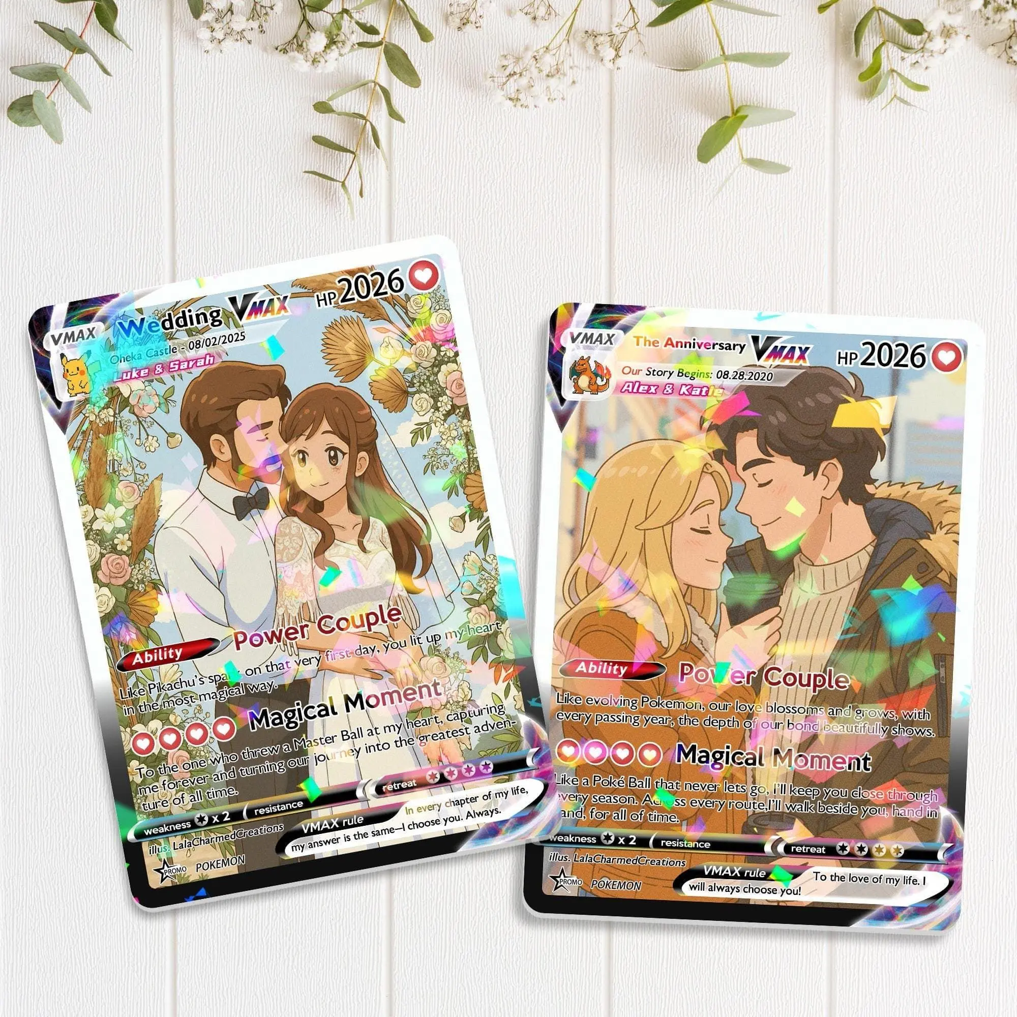 Personalized Anniversary Card, Custom Photo Pokemon Card, Anime Wedding Card, Anniversary Gift, Custom Card for Couple, Valentine's Day Gift