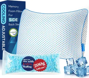 Adjustable Cooling Gel Memory  Pillows  Size for Sleeping 1 Pack,Thick FIrm  Rayon Shredded Bed Pillow for Side,, Sleepers Washable Breathable Pillowcase,College Dorm  XL