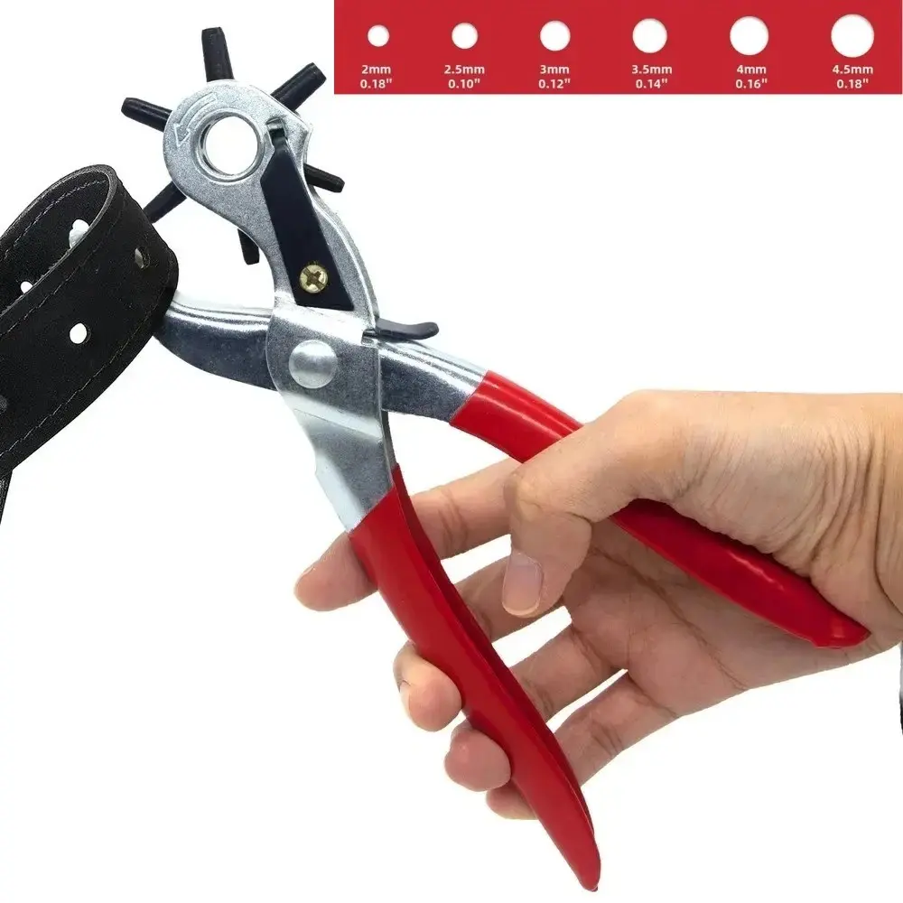 1PC Leather Hole Punch,6 Size Belt Hole Puncher,Leather Tools,Multifunctional Ordinary Carbon Steel Punching Crafts Tool,Metal Hole Punch,Hand Tools