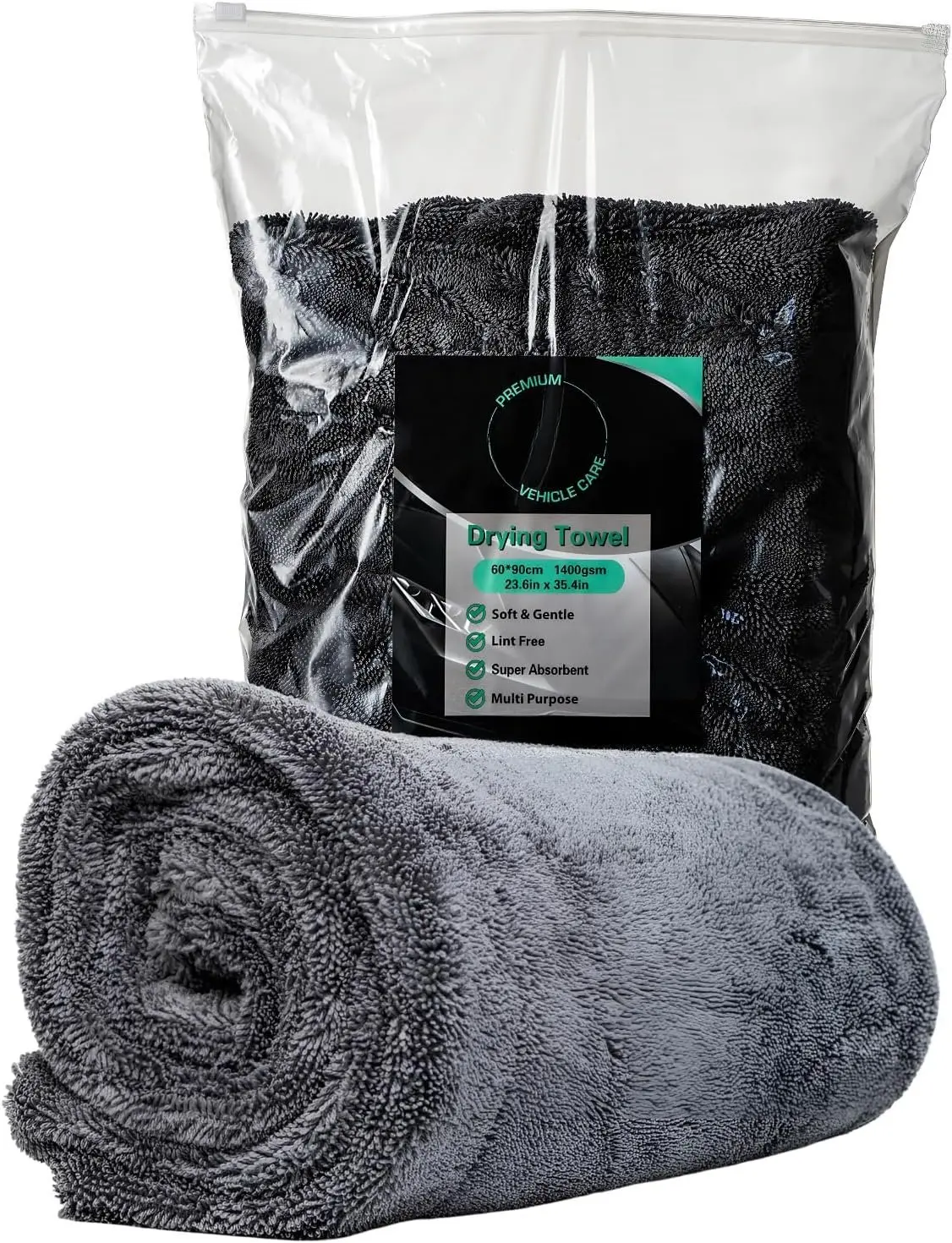 Drying Microfiber Towel Large 24x35 Inch 1400 GSM, Edgeless Scratch-Free, Twisted Loop, Super Absorbent, Professional Grade Material, Heavy-Duty, Soft Durable,  Drying Towel,