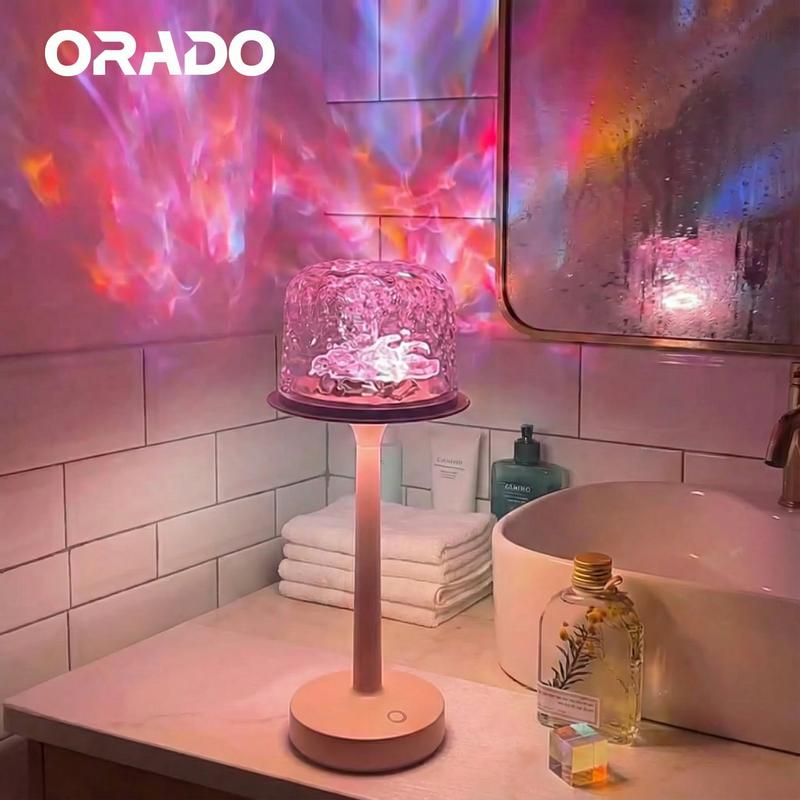 ORADO Aurora/Ocean Wave/Water Ripple Desk Lamp - 16-Color Mood Lighting, Waterproof Color-Changing, Dimmable Portable with Control, Bases & Shades, Bedroom Decor, Trippy Room Decor, Cute Room Stuff, Unique Cool Gifts