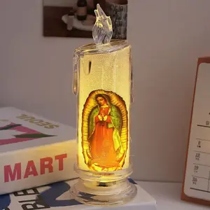 4PCS Sacred Tears Candle, Paraffin-Like Jesus Pattern Devotional Prayer Candles, LED Flameless Candles Set, Holy Land Religious Gifts