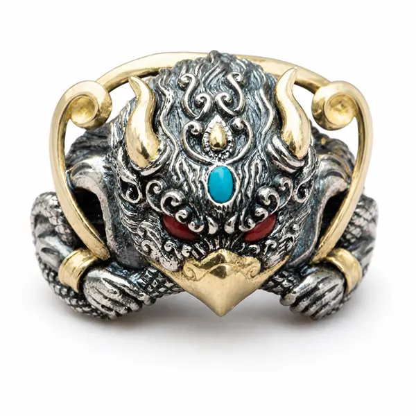 Bold Mythical Eagle Ring | Vintage Alloy Statement Jewelry | Unique Ethnic Style | Adjustable Fit
