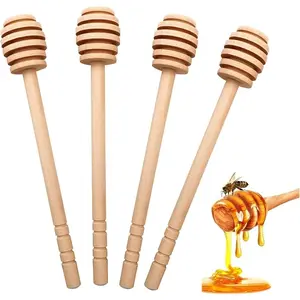 Wooden Honey Mixing Stirrer, 2/4 Counts Wooden Honey Dipper Sticks, Honey Spoons Stirrer for Caramel, Maple Syrup, Honey Jar for Festival, Honey Dipper Set, Kitchen Utensils