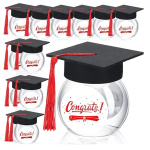 12 Sets 2026 Graduation Cap Candy Jars – 8oz Class of 2026 Party Favor Containers (Red)