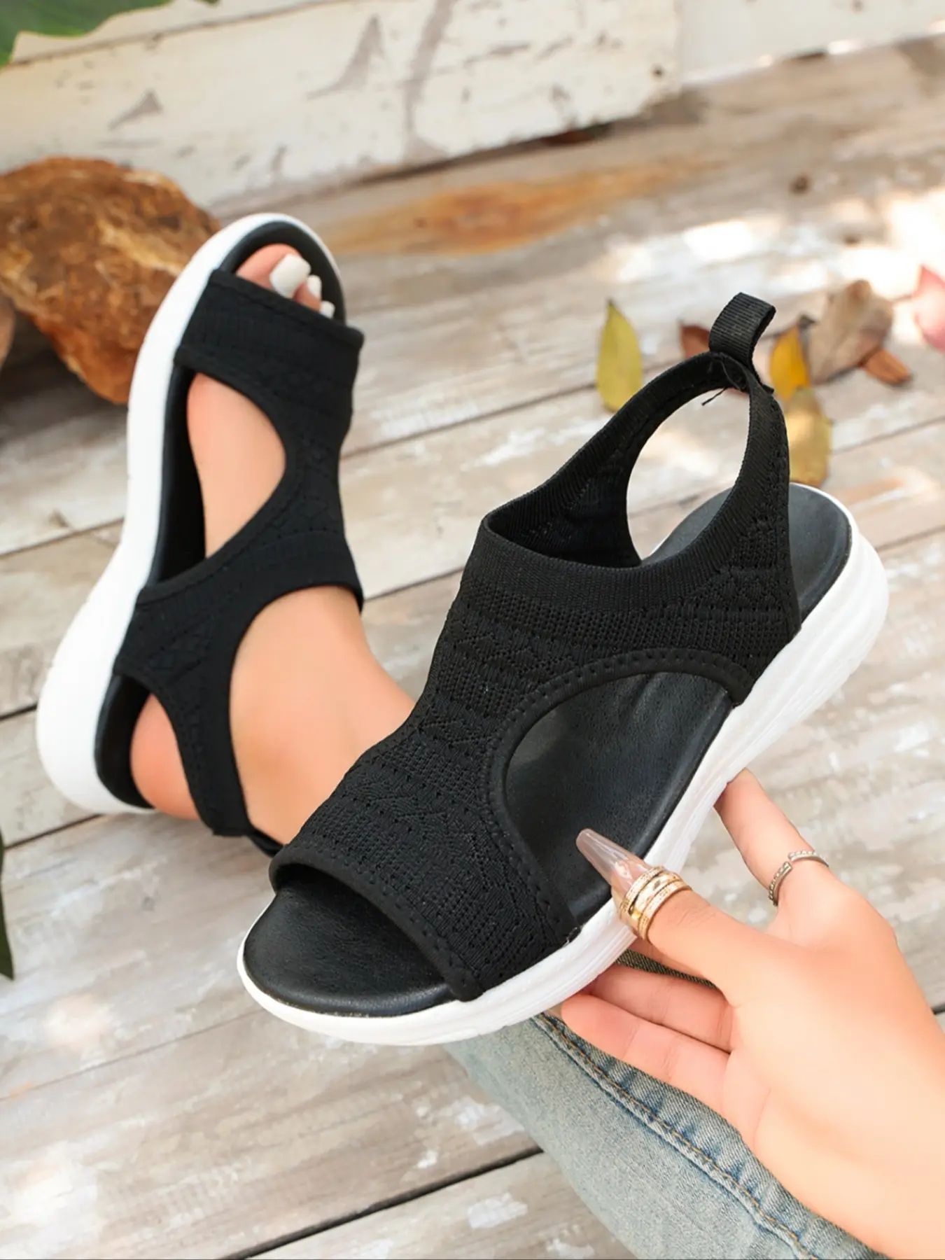 Women's 2026 Summer Vacation Essential Knit Open Toe Sporty Strapy Sandals, Cutout Slingback Comfort Platform Footwear for Beach, Walking & Casual Summer Days, Lightweight Breathable Sandals, Strappy Summer Sandals, Summer Outdoor Sandals