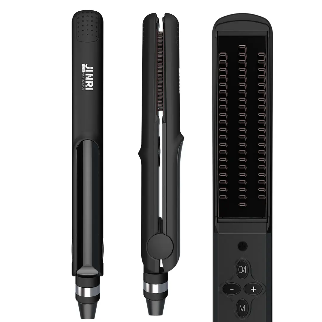 3 in 1 Hair Straightener Brush Hair Crimper Hair Straightener,Heated Hair Straightening Brush Flat Iron for Smooth, Anti Frizz Hair,Electric Hair Brush Straightener,Hot Brush for Styling,Black straightener brush