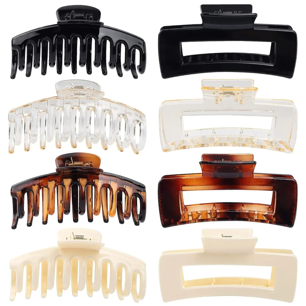 Claw Clip Hair Clip 8 Pack 4.3 Inch Rectangular Hair Clips for Women Girls Large Hair Jaw Clips Hair Clamps