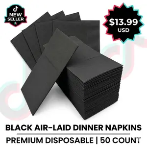 Softure Balck Airlaid Dinner Napkins [50 Count] – Premium Linen-Feel Disposable Guest Towels – Thick, Absorbent, Cloth-Like Paper Napkins for Weddings, Parties, & Bathroom Hand Towels