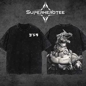 [ superhero tee ] Retro 90s Inspired  Mechagodzilla GodzillaStar Symbol Graphic T-Shirt – Mutant Superhero Vintage Washed Cotton Tee, Unisex Streetwear Shirt, Gift for Fan, Gift for Him