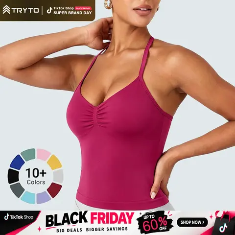[SIZE UP 1] TRYTO Impact Longline Strappy Top Fitness Sportswear Gymwear Women Impact Longline Halter Tops Workout Longline Tank Top Compression Gym #BackToSchool