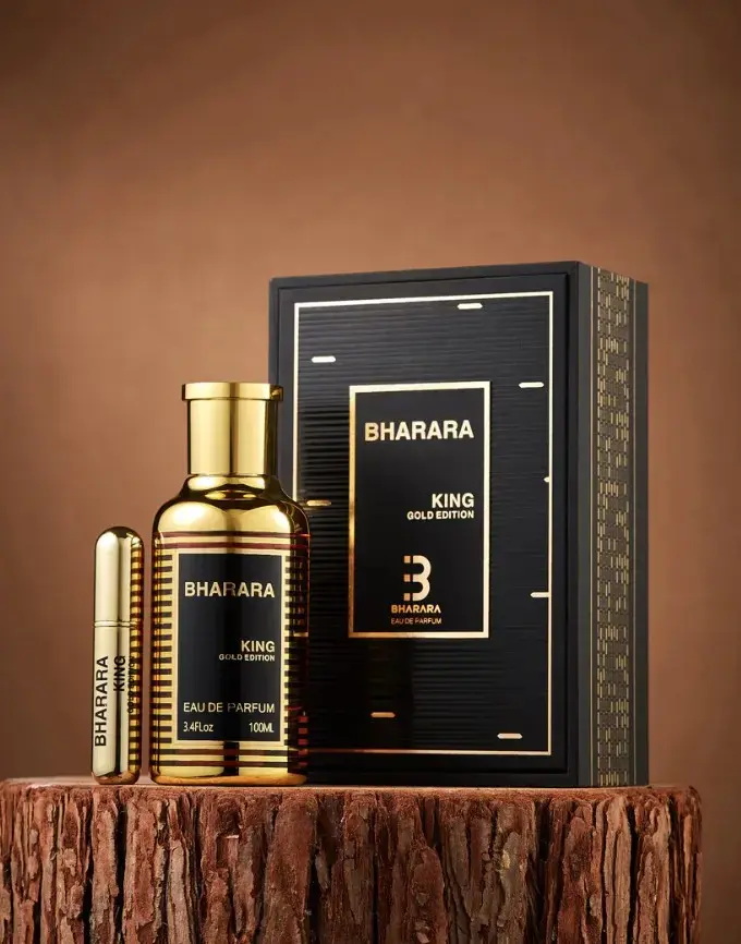BHARARA Men's King Gold Edition EDP Spray - 3.4 fl oz Strong Gold-Edition Intense Luxury-Inspired Men's Cologne, Sweet Spicy Vanilla Blend with Aromatic Woody, Citrus Spicy Notes for Long-Lasting Personal Care, Strong Men's Fragrance, Gold-Edition Men's