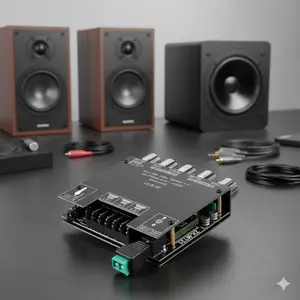 2.1 CH Bluetooth 5.0 Amplifier Board, 50W+50W+100W Output, High & Low Bass Control, DIY Speaker & Home Theater System, Efficient Amp Module, Wireless & Wired Audio Input, Amplifier Sound System