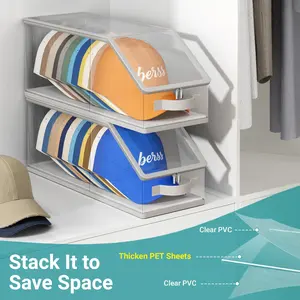 Transparent PVC Baseball Cap Display Box, Stackable Foldable Storage Organizer, Ideal for Home, Store, Holiday Gifts, Collectibles, Folding Storage Containers