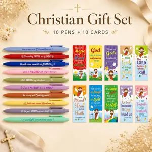 10 Sets Fancy Land Religious Ballpoint Pens Cards For: Bible Verse Pens with Scripture Bookmarks – Christian Gift Set for Classrooms, Churches, Sunday School, VBS, Baptisms, And Easter Parties