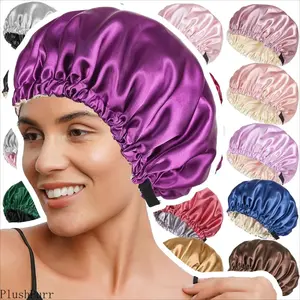 Women's Soft Satin Double-Layer Sleep Bonnet - Adjustable Size with Button Closure, Reversible, Breathable Hair Care Night Cap for Nighttime & Beauty Salon Use outdoorfun