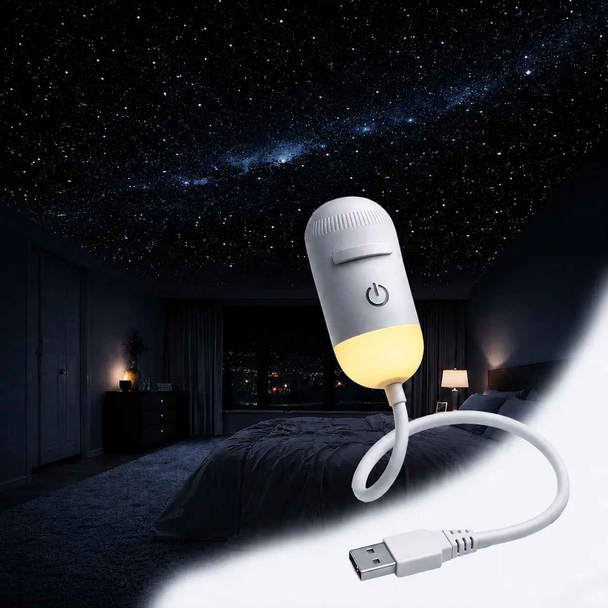 [2026 New Upgraded] 2-in-1 Galaxy Projector Night Light, USB Star Projector with Starry Sky Ceiling Projection, LED Ambient Lamp for Bedroom, Kids Room, Party and Home Decor