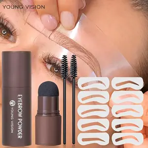 YOUNG VISION Eyebrow Definer Powder Stamp & 10 Stencils｜Waterproof Long-Lasting Brow Makeup｜Easy Application for Perfect Brows｜Flawless Defined Look