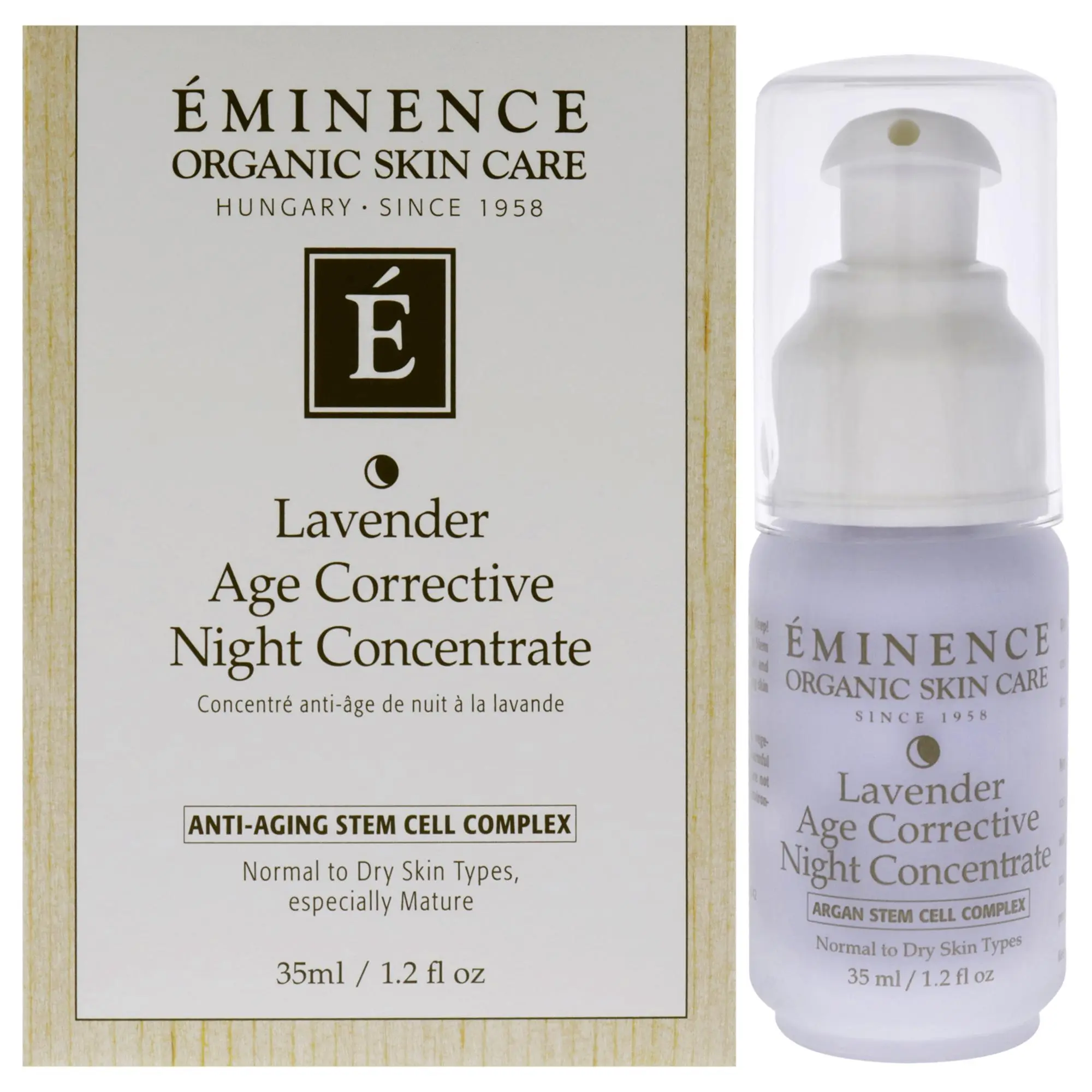 Eminence Organic Lavender Age Corrective Night Serum - 1.2oz Unisex Rejuvenating Dry/Mature Skin Nighttime Repair Concentrate with Stem Cells