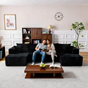 132'' U-shape Modular Corduroy Sofa Modern Living Room Comfortable No Assembly Needed Popular Boneless Sectional Couch Loveseat Couch Sleek boneless sectional couch bean bags furniture living room