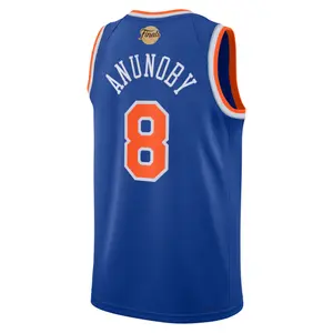 2026 Anunoby #8 Blue Orange Swingman Basketball Finals Jersey full logo – Icon Edition - Retro Pro Style Hoop Fan Shirt