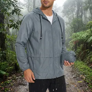 Men's Lightweight Packable Waterproof Rain Jacket with Hood - Outdoor Windbreaker Travel Raincoat Perfect for Hiking Camping Fishing Daily Wear Breathable Comfortable Design