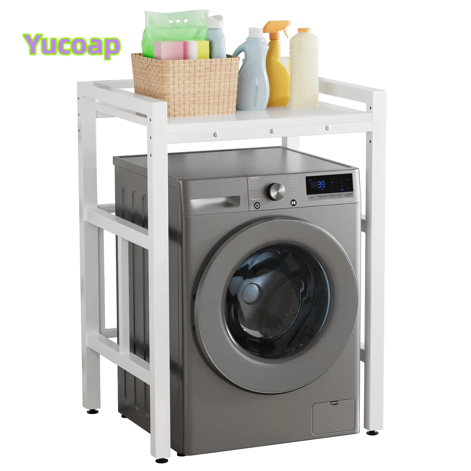 YUCOAP Over-the-Washer Storage Shelf, Height-Adjustable Washer and Dryer Storage Rack, Laundry Room Organizer, Supports up to 250 kg wash Sink Kitchen