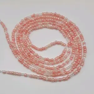 Peaches & Cream Waist Beads - Pink and White Beads for Women's Fashion