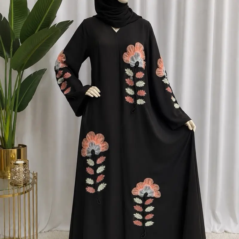 Women's Modest Abaya, Long Sleeve Floor-Length Islamic Prayer Dress for Daily Wear
