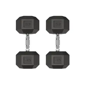 Durable Hex Dumbbells Pair – 45 LB Set, Rubber & PVC Coated Cast Iron Weights, Non-Slip Textured Steel Handles, Anti-Roll Free Weights Perfect for Home Gym Daily Fitness & Strength Training - SummerVibes