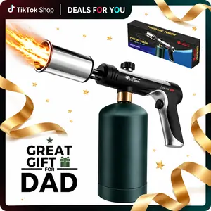 【fathersdaygift】Powerful Propane Torch Gun,Kitchen Cooking Torch With One-Touch Max Fire, Charcoal Lighter with a Safety Lock, Adjustable Blow Torch for Sous Vide, BBQ, Campfire, Fireplace, Minor Welding(Tank Not Included)#fathersdaygift