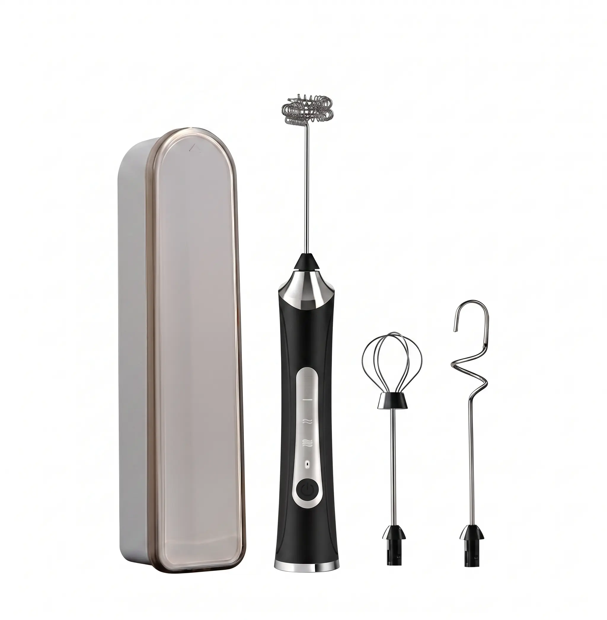 Wireless Hand Mixer Egg Beater Kitchen Utensil - USB-C 3-Speed Rechargeable Set with Storage Case, 3 Stainless Steel Whisk Attachments, Portable Tool for Coffee Latte Cake Baking, Gift for Home Bakers, Daily Kitchen